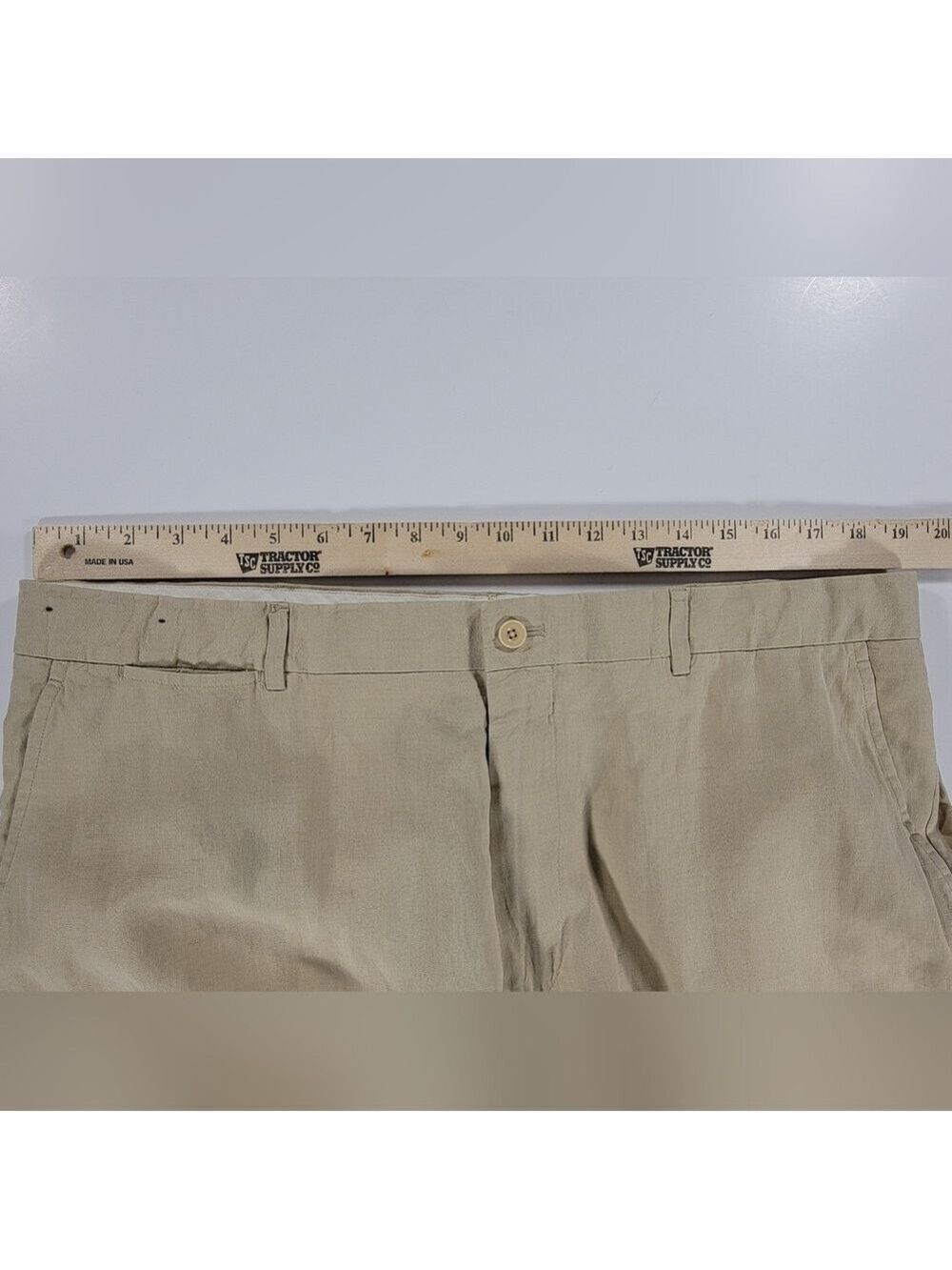 Vintage Polo Ralph Lauren Linen Silk Pants Tan Beige Mens 38x30 Flat Front Chino - Picture 12 of 12